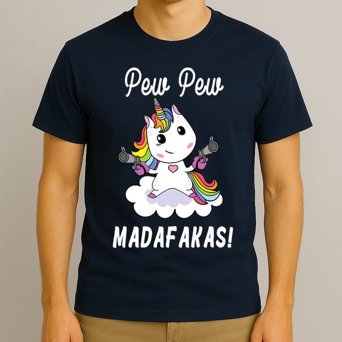 Pew Pew Madafakas Unicorn with Pistols Fantasy T-Shirt