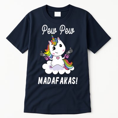 Pew Pew Madafakas Unicorn with Pistols Fantasy Tall T-Shirt