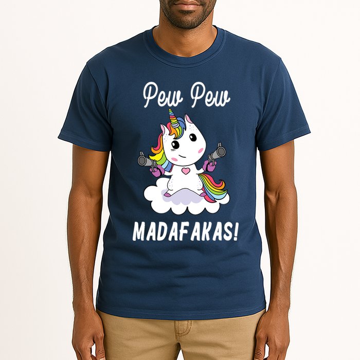 Pew Pew Madafakas Unicorn with Pistols Fantasy Tall T-Shirt