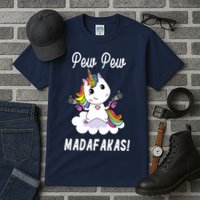 Pew Pew Madafakas Unicorn with Pistols Fantasy Tall T-Shirt