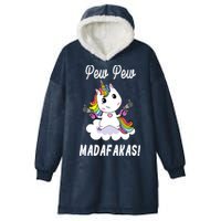 Pew Pew Madafakas Unicorn with Pistols Fantasy Hooded Wearable Blanket