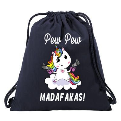 Pew Pew Madafakas Unicorn with Pistols Fantasy Drawstring Bag