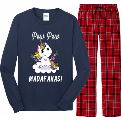 Pew Pew Madafakas Unicorn with Pistols Fantasy Long Sleeve Pajama Set