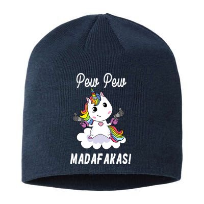 Pew Pew Madafakas Unicorn with Pistols Fantasy Sustainable Beanie