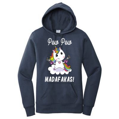 Pew Pew Madafakas Unicorn with Pistols Fantasy Women's Pullover Hoodie