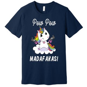 Pew Pew Madafakas Unicorn with Pistols Fantasy Premium T-Shirt