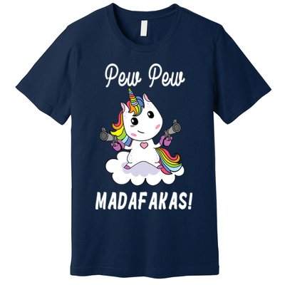 Pew Pew Madafakas Unicorn with Pistols Fantasy Premium T-Shirt