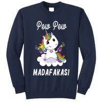 Pew Pew Madafakas Unicorn with Pistols Fantasy Tall Sweatshirt