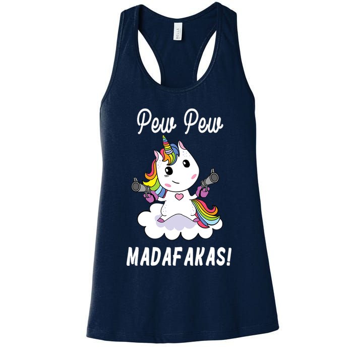 Pew Pew Madafakas Unicorn with Pistols Fantasy Womens Tank Top