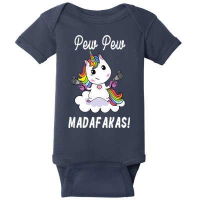 Pew Pew Madafakas Unicorn with Pistols Fantasy Baby Bodysuit