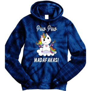 Pew Pew Madafakas Unicorn with Pistols Fantasy Tie Dye Hoodie