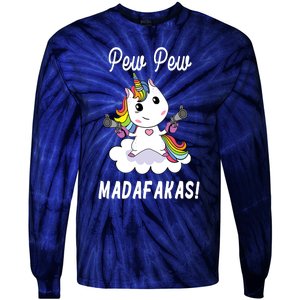 Pew Pew Madafakas Unicorn with Pistols Fantasy Tie-Dye Long Sleeve Shirt