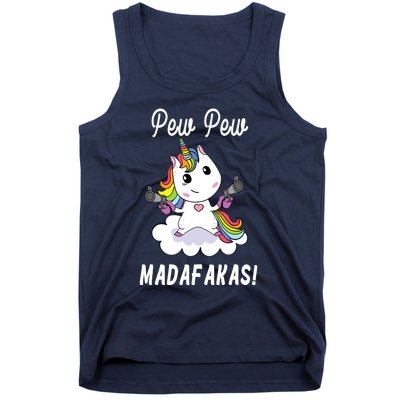 Pew Pew Madafakas Unicorn with Pistols Fantasy Tank Top