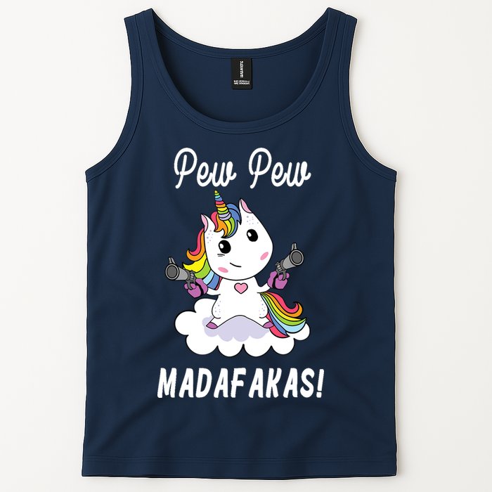 Pew Pew Madafakas Unicorn with Pistols Fantasy Tank Top