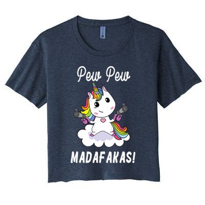 Pew Pew Madafakas Unicorn with Pistols Fantasy Crop Top