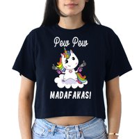 Pew Pew Madafakas Unicorn with Pistols Fantasy Crop Top