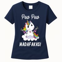 Pew Pew Madafakas Unicorn with Pistols Fantasy Womens T-Shirt