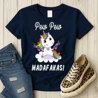 Pew Pew Madafakas Unicorn with Pistols Fantasy Womens T-Shirt