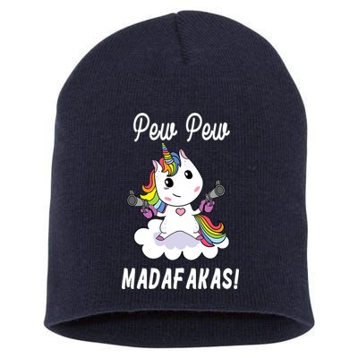 Pew Pew Madafakas Unicorn with Pistols Fantasy Short Acrylic Beanie