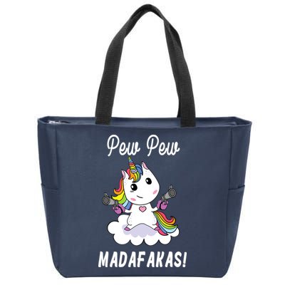 Pew Pew Madafakas Unicorn with Pistols Fantasy Zip Tote Bag