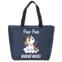 Pew Pew Madafakas Unicorn with Pistols Fantasy Zip Tote Bag