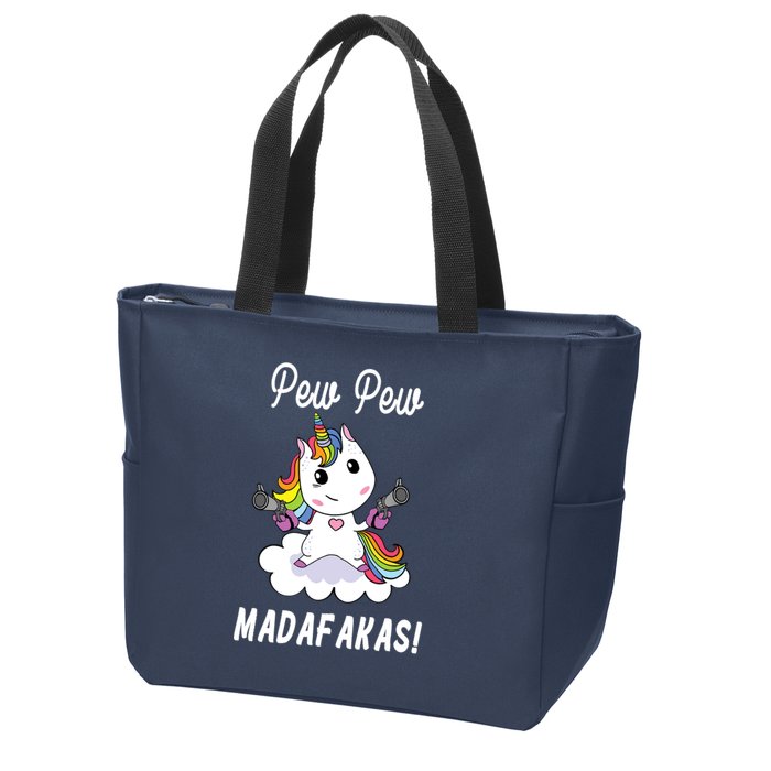 Pew Pew Madafakas Unicorn with Pistols Fantasy Zip Tote Bag