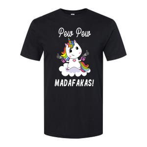 Pew Pew Madafakas Unicorn with Pistols Fantasy Softstyle CVC T-Shirt