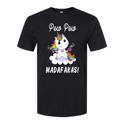 Pew Pew Madafakas Unicorn with Pistols Fantasy Softstyle® CVC T-Shirt