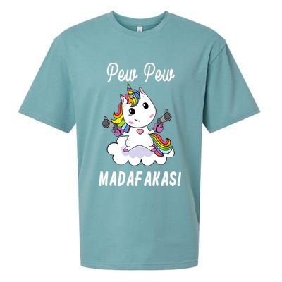Pew Pew Madafakas Unicorn with Pistols Fantasy Sueded Cloud Jersey T-Shirt