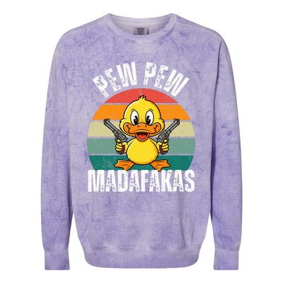 Pew Pew Madafakas Funny Duck Colorblast Crewneck Sweatshirt