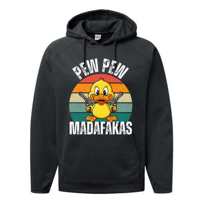 Pew Pew Madafakas Funny Duck Performance Fleece Hoodie