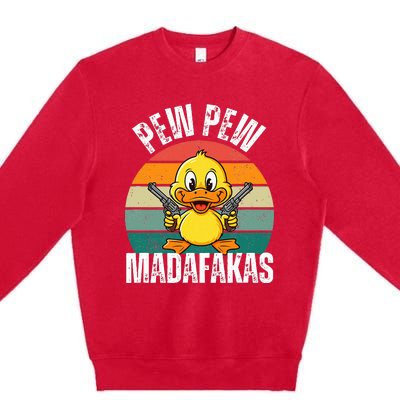 Pew Pew Madafakas Funny Duck Premium Crewneck Sweatshirt