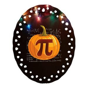 Pumpkin Pie Math Funny Halloween Thanksgiving Pi Day Ceramic Oval Ornament