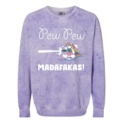 Pew Pew Madafakas Funny Unicorn Cute Adorable Colorblast Crewneck Sweatshirt