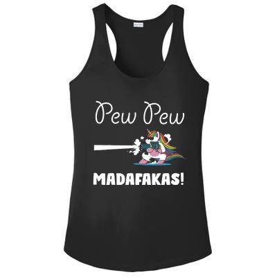 Pew Pew Madafakas Funny Unicorn Cute Adorable Ladies PosiCharge Competitor Racerback Tank