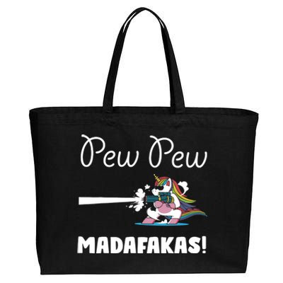 Pew Pew Madafakas Funny Unicorn Cute Adorable Cotton Canvas Jumbo Tote