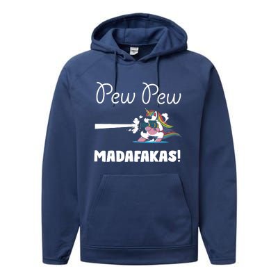 Pew Pew Madafakas Funny Unicorn Cute Adorable Performance Fleece Hoodie