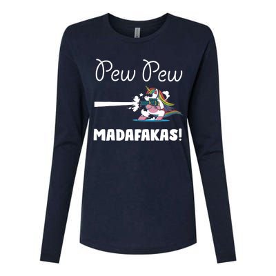 Pew Pew Madafakas Funny Unicorn Cute Adorable Womens Cotton Relaxed Long Sleeve T-Shirt