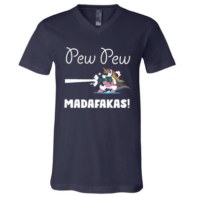 Pew Pew Madafakas Funny Unicorn Cute Adorable V-Neck T-Shirt