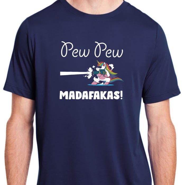 Pew Pew Madafakas Funny Unicorn Cute Adorable Adult ChromaSoft Performance T-Shirt