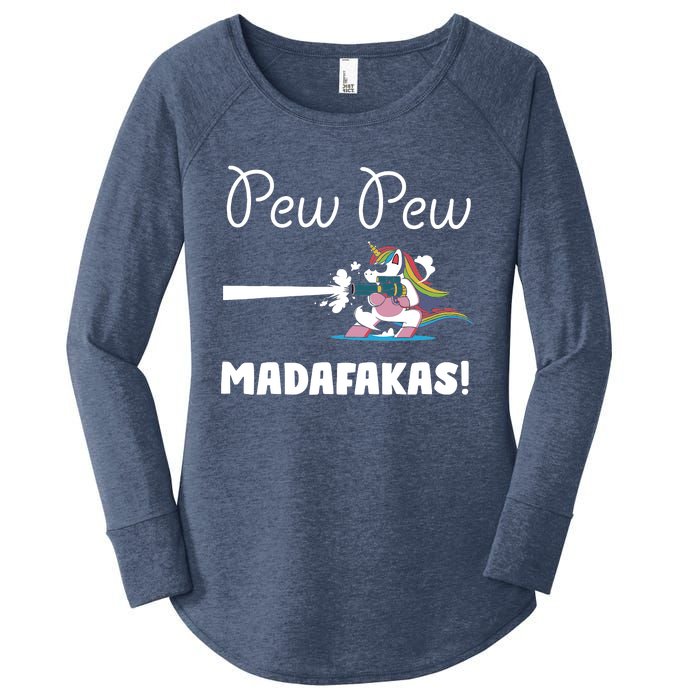 Pew Pew Madafakas Funny Unicorn Cute Adorable Women's Perfect Tri Tunic Long Sleeve Shirt