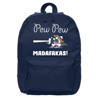 Pew Pew Madafakas Funny Unicorn Cute Adorable 16 in Basic Backpack