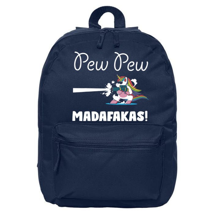 Pew Pew Madafakas Funny Unicorn Cute Adorable 16 in Basic Backpack