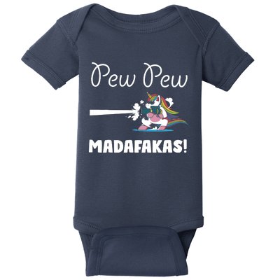 Pew Pew Madafakas Funny Unicorn Cute Adorable Baby Bodysuit