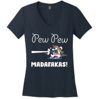 Pew Pew Madafakas Funny Unicorn Cute Adorable Women's V-Neck T-Shirt