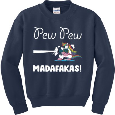 Pew Pew Madafakas Funny Unicorn Cute Adorable Kids Sweatshirt