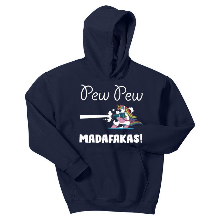 Pew Pew Madafakas Funny Unicorn Cute Adorable Kids Hoodie