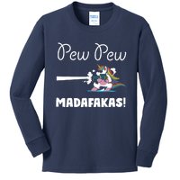 Pew Pew Madafakas Funny Unicorn Cute Adorable Kids Long Sleeve Shirt