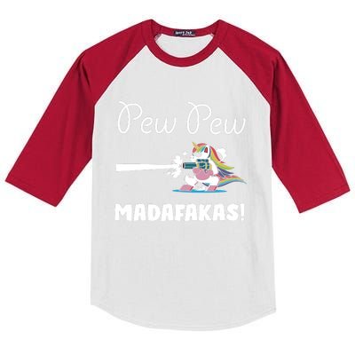 Pew Pew Madafakas Funny Unicorn Cute Adorable Kids Colorblock Raglan Jersey