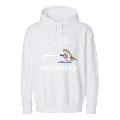 Pew Pew Madafakas Funny Unicorn Cute Adorable Garment-Dyed Fleece Hoodie